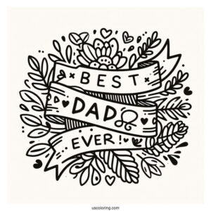 Father's Day Coloring Page Of Best Dad Ever Ribbon For Kids