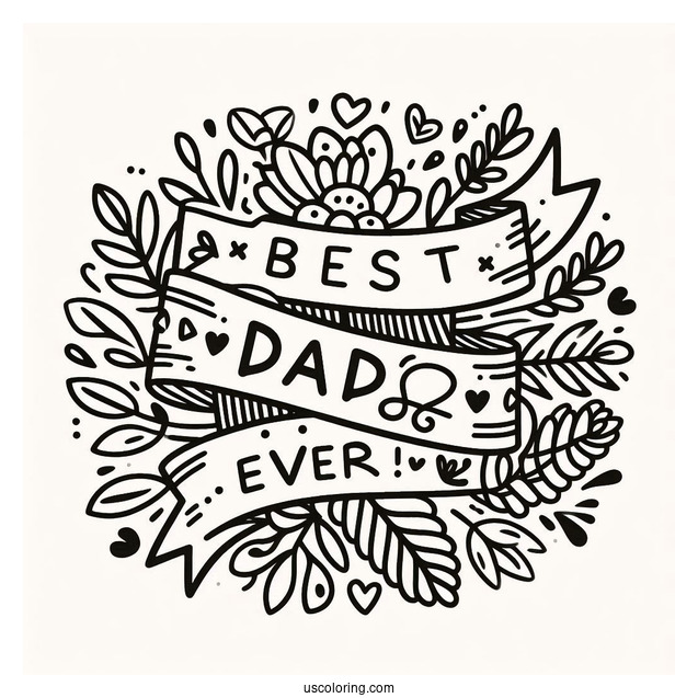 Father's Day Coloring Page Of Best Dad Ever Ribbon For Kids