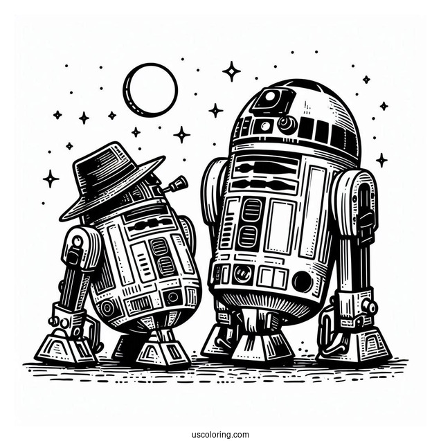 K2SO And R4 P17 Meeting R2 D2 Coloring Page