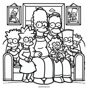 Simpsons Family Sitting On Couch To Color