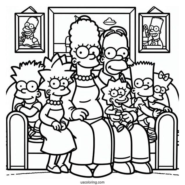 Simpsons Family Sitting On Couch To Color