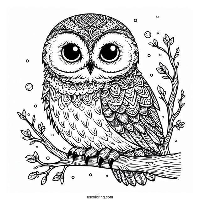Detailed Snowy Owl To Color
