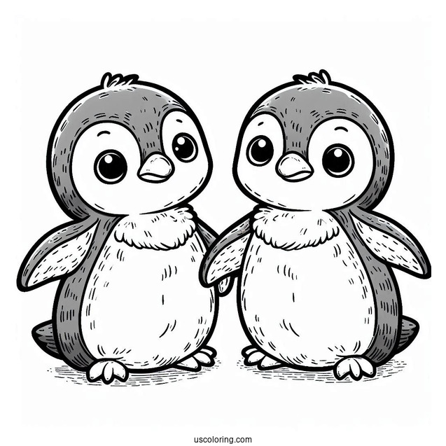 Two Australian Little Penguins Coloring In