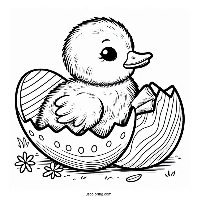 Duckling Hatching From Easter Egg