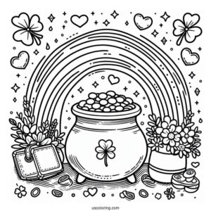 End Of The Rainbow Pot Of Gold To Color