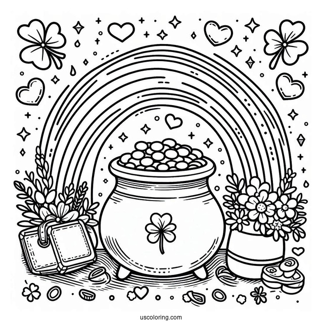 End Of The Rainbow Pot Of Gold To Color