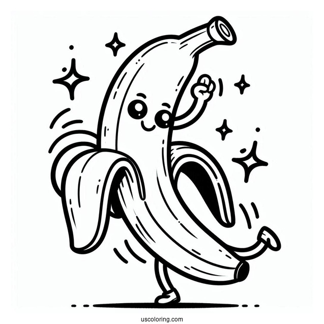 Happy Dancing Banana Coloring Sheet