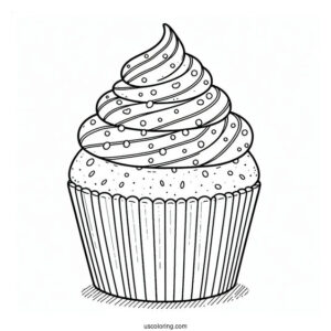 Cupcake With Delicious Icing And Sprinkles
