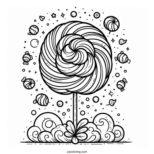 Candy Floss Coloring Sheet For Kids