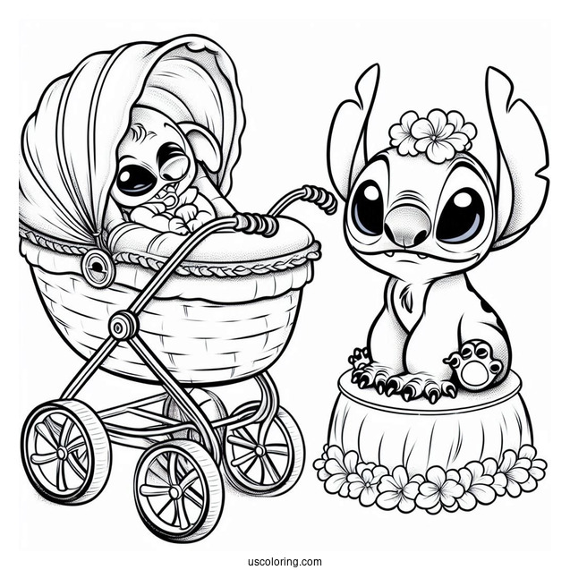 Baby Pleakley And Jumba Jookiba In Prams To Color
