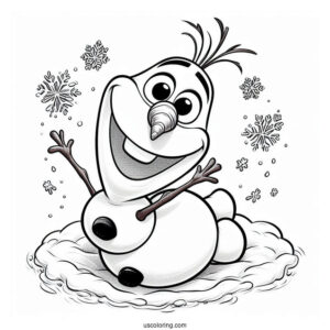 Olaf Making A Snow Angel To Color