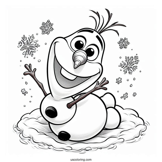 Olaf Making A Snow Angel To Color