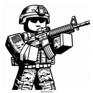 Roblox Soldier Coloring Page With Gun