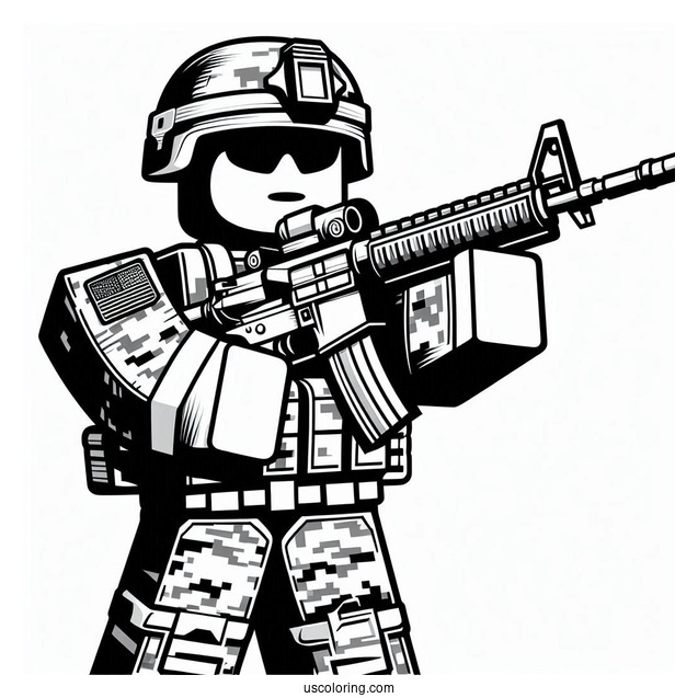 Roblox Soldier Coloring Page With Gun