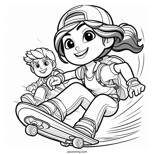 Subway Surfers Coloring Page Alicia Racing Jake