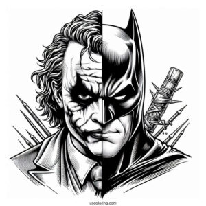 Detailed Joker Vs Batman Coloring For Adults