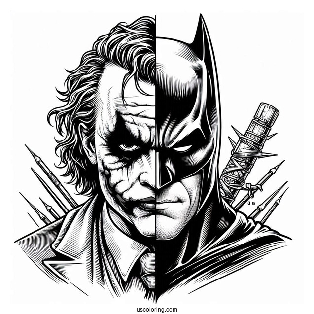 Detailed Joker Vs Batman Coloring For Adults