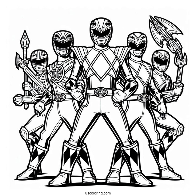 Mighty Morphin Power Rangers Coloring In For Kids