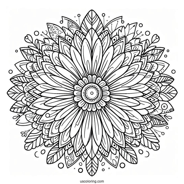 Massive Daisy Spring Mandala Coloring Page For Kids