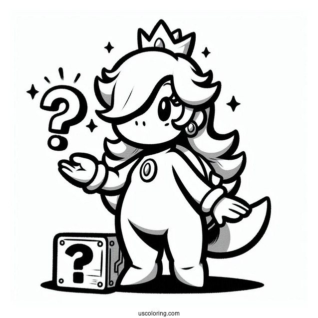 Simple Rosalina Coloring Page And Bowser Holding Question Mark Block