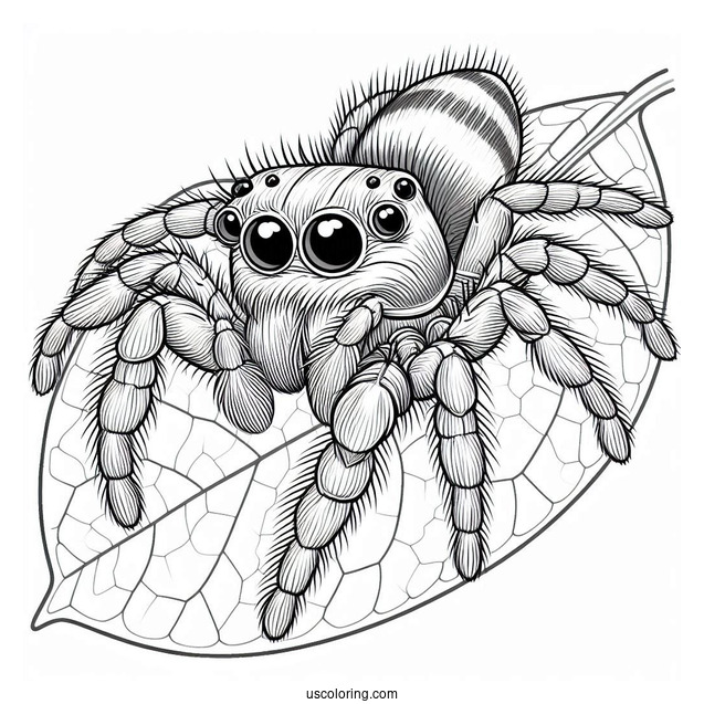 Jumping Spider Sitting On Leaves