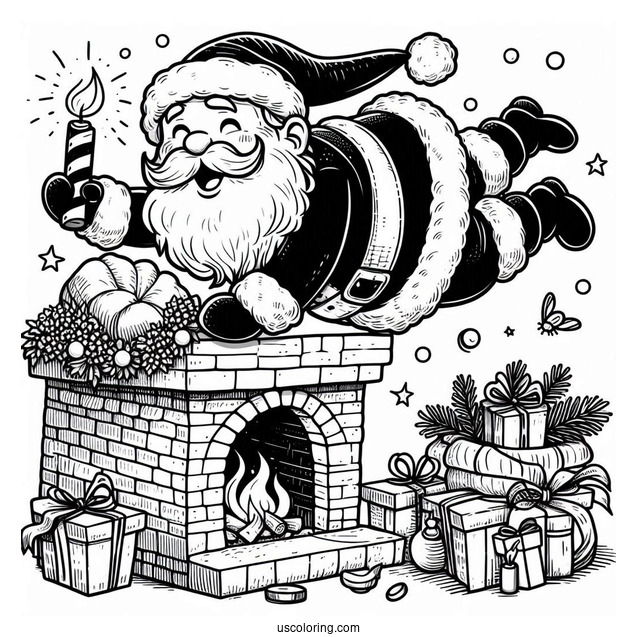 Santa Falling Into Chimney