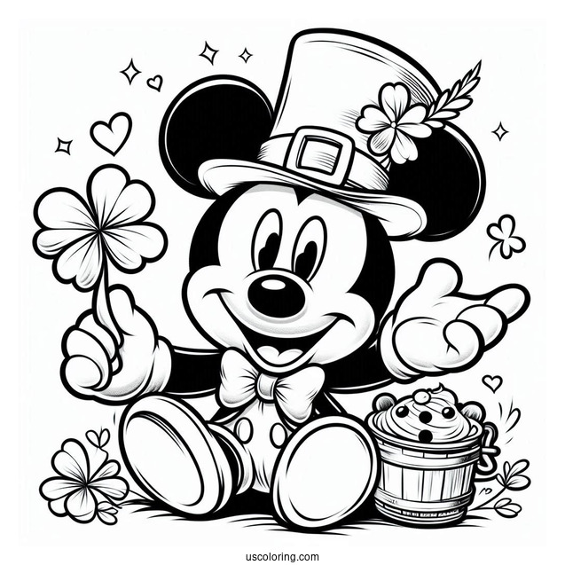 Mickey Mouse St Patrick_s Day Coloring Page For Kids
