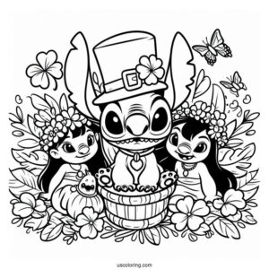 Lilo And Stitch Themed St Patrick_s Day Coloring Sheet