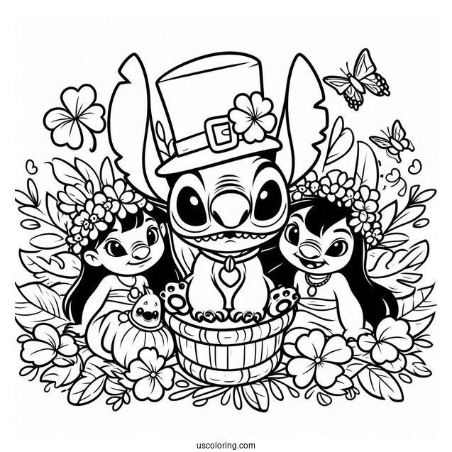 Lilo And Stitch Themed St Patrick_s Day Coloring Sheet