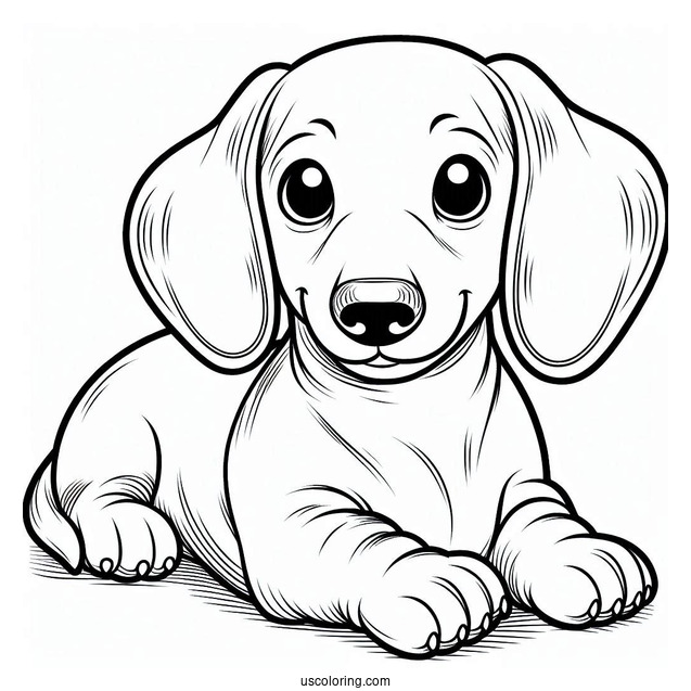 Easy Dachshund Coloring Page For Kids