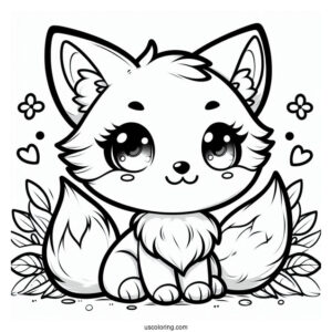 Chibi Fox Coloring Page For Kids