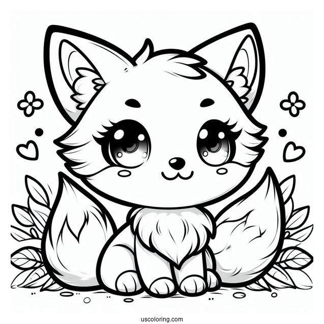 Chibi Fox Coloring Page For Kids