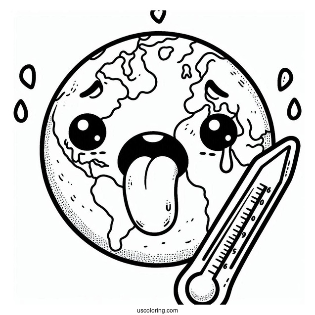 Sick Earth With A Thermometer In Its Mouth