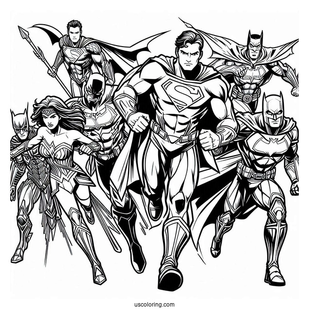 Justice League Coloring Page In Formation