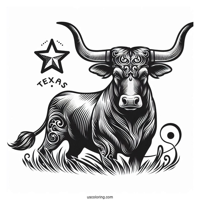 Texas Longhorn Bullhead Coloring Sheet