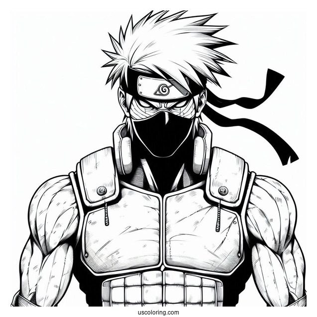 Muscular Kakashi Coloring Page Using Chidori And Sharingan