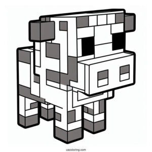 Minecraft Cow Coloring Page For Kids