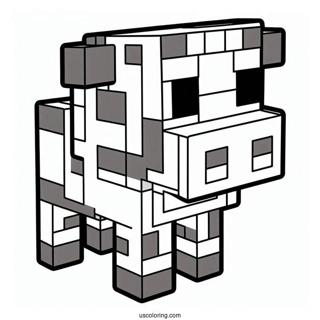 Minecraft Cow Coloring Page For Kids