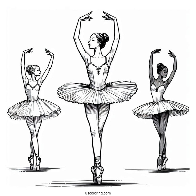 Ballerina Standing On Toes With Arms Above Head