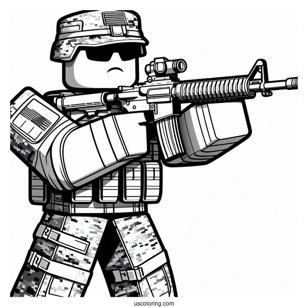Roblox Soldier Coloring Page With Gun