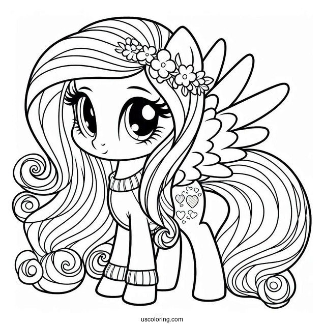 Cute Fluttershy Equestria Girls Coloring In