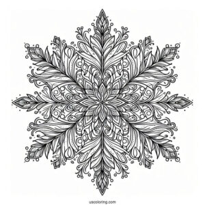 Detailed Crystal Snowflake Coloring Page