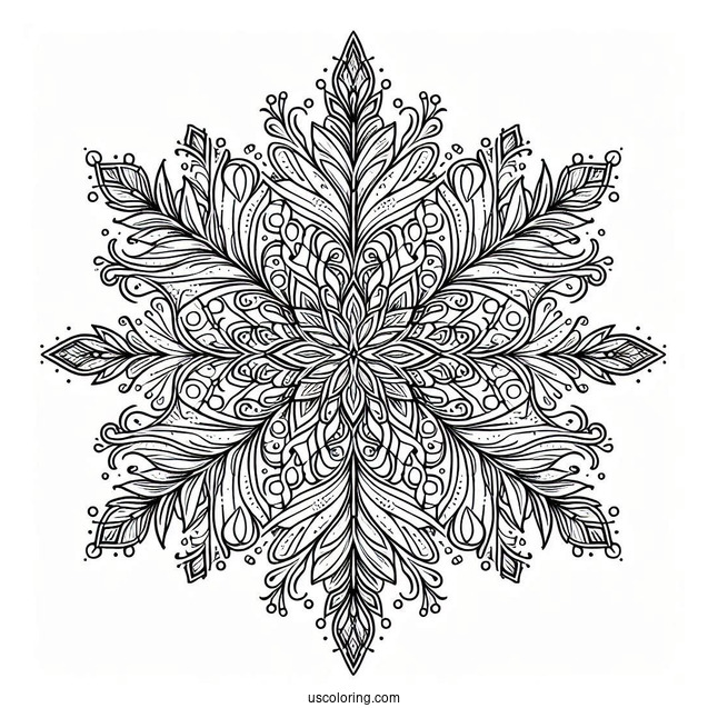 Detailed Crystal Snowflake Coloring Page