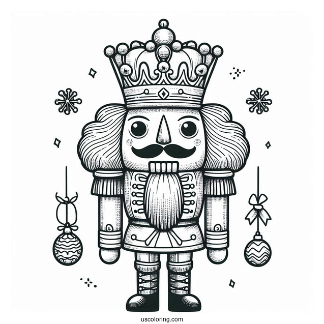 Detailed Nutcracker Coloring Page Wearing A Crown