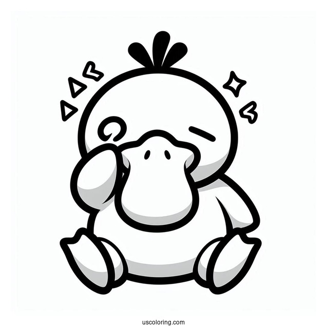 Simple Psyduck Coloring Page With A Headache