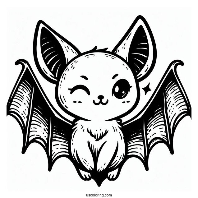 Winking Bat Coloring Page For Kids