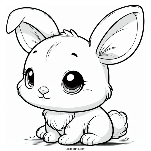 Baby Rabbit With Big Ears To Color