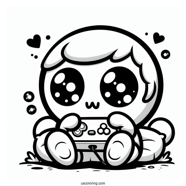 Shy Guy Coloring Page Playing Video Game Outline