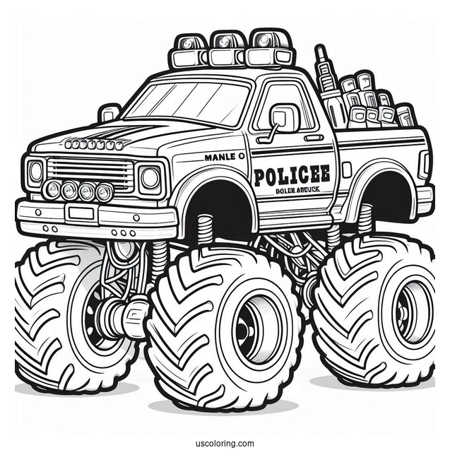 Police Monster Truck Coloring Page For Kids