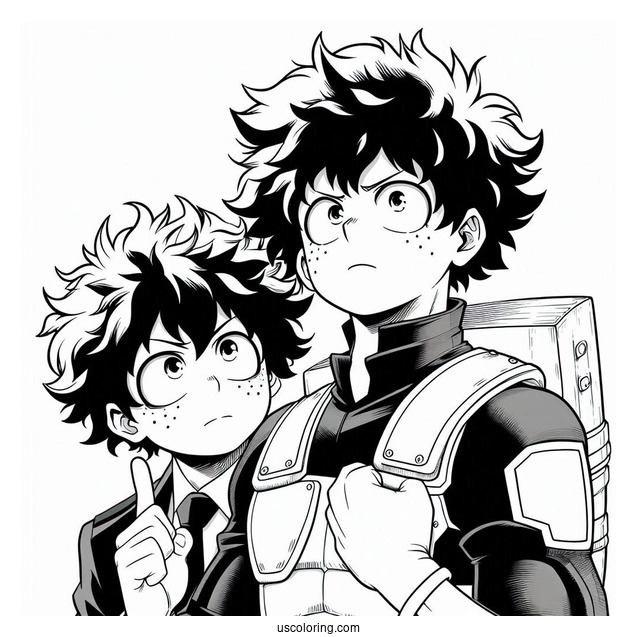 Deku Coloring Page Izuku Midoriya With Shoto Todoroki